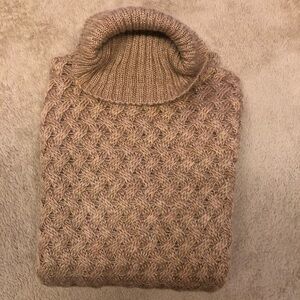 Warehouse Women Turtleneck Knit Sweater Size Small Camel Brown